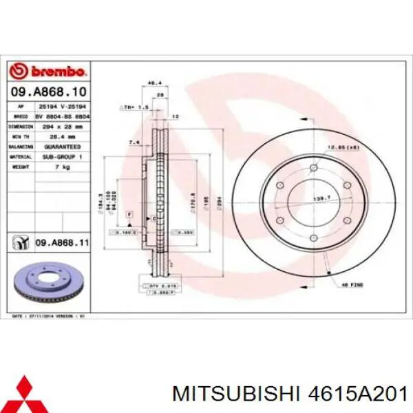 Frenos delanteros Mitsubishi 4615A201 precio, desde 41,11 EUR