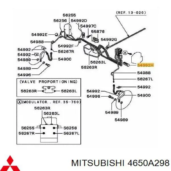4650A298 Mitsubishi Abrazadera de tubo de freno