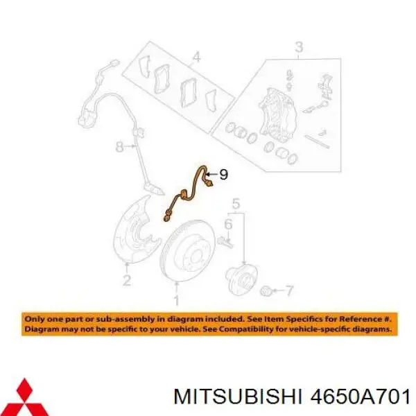 4650A701 Mitsubishi latiguillo de freno trasero
