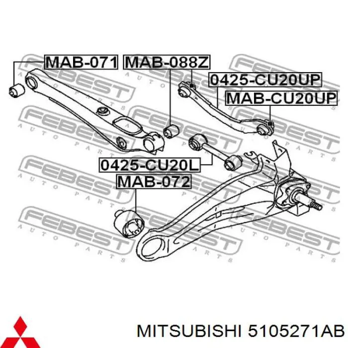 5105271AB MITSUBISHI Brazo suspension inferior trasero izquierdo/derecho