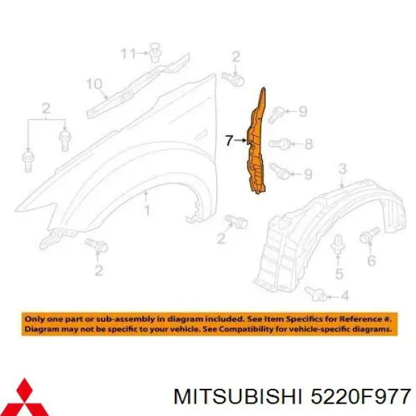 5220F977 Mitsubishi guardabarros de guardia de un arco delantero de un ala