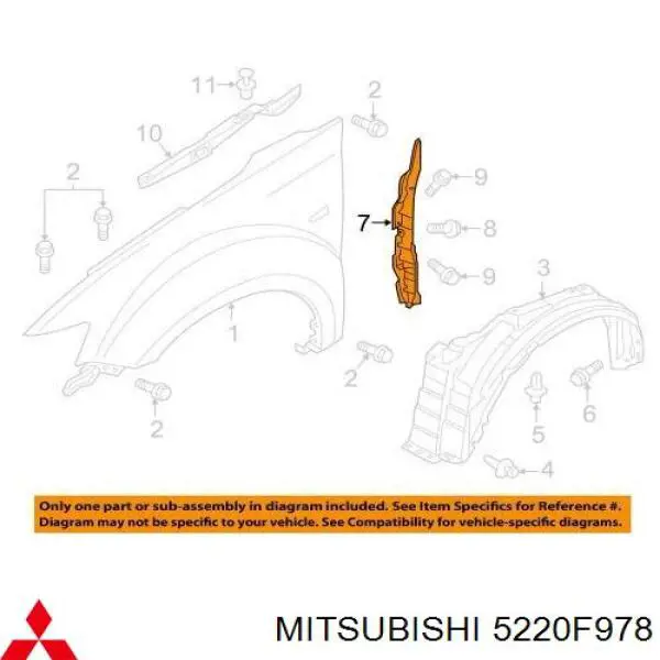 Protector contra salpicaduras del paso de rueda delantero Mitsubishi 5220F978 precio, desde 41,77 EUR