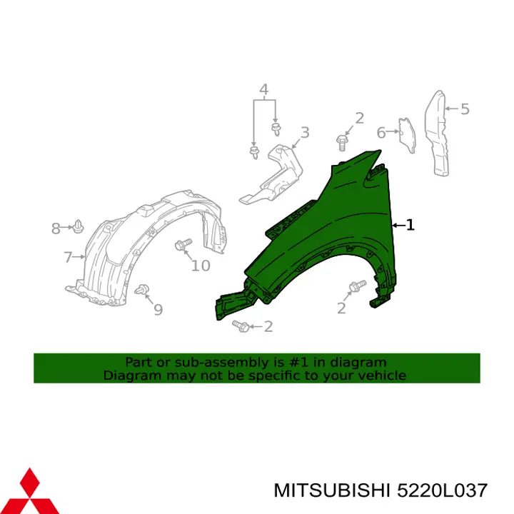 Aleta delantera izquierda Mitsubishi 5220L037 precio, desde 95,62 EUR