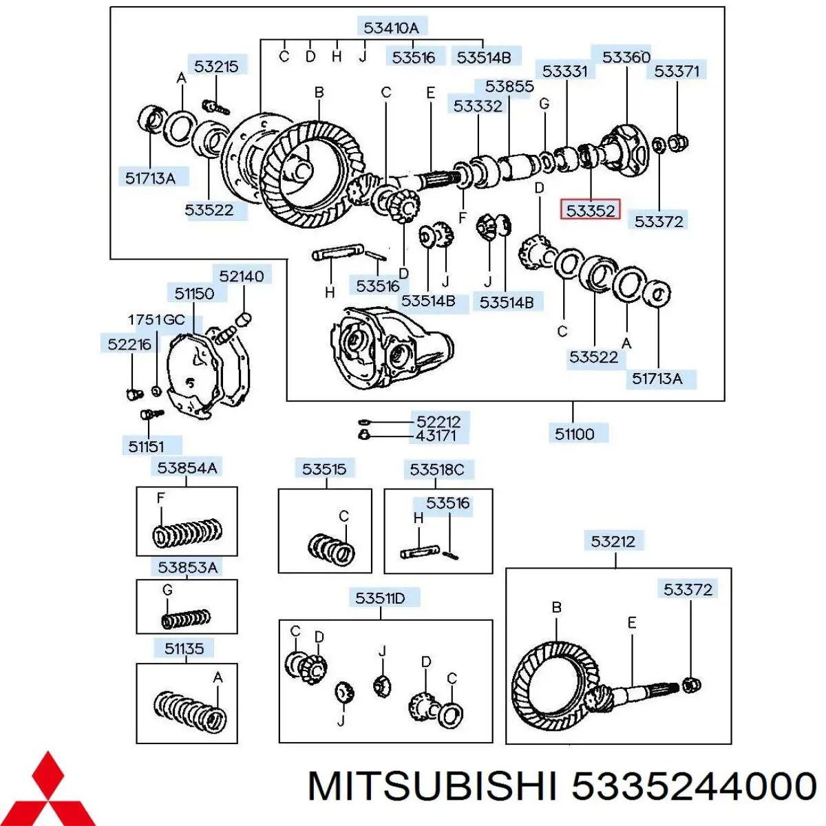 5335244000 Mitsubishi anillo retén, diferencial trasero