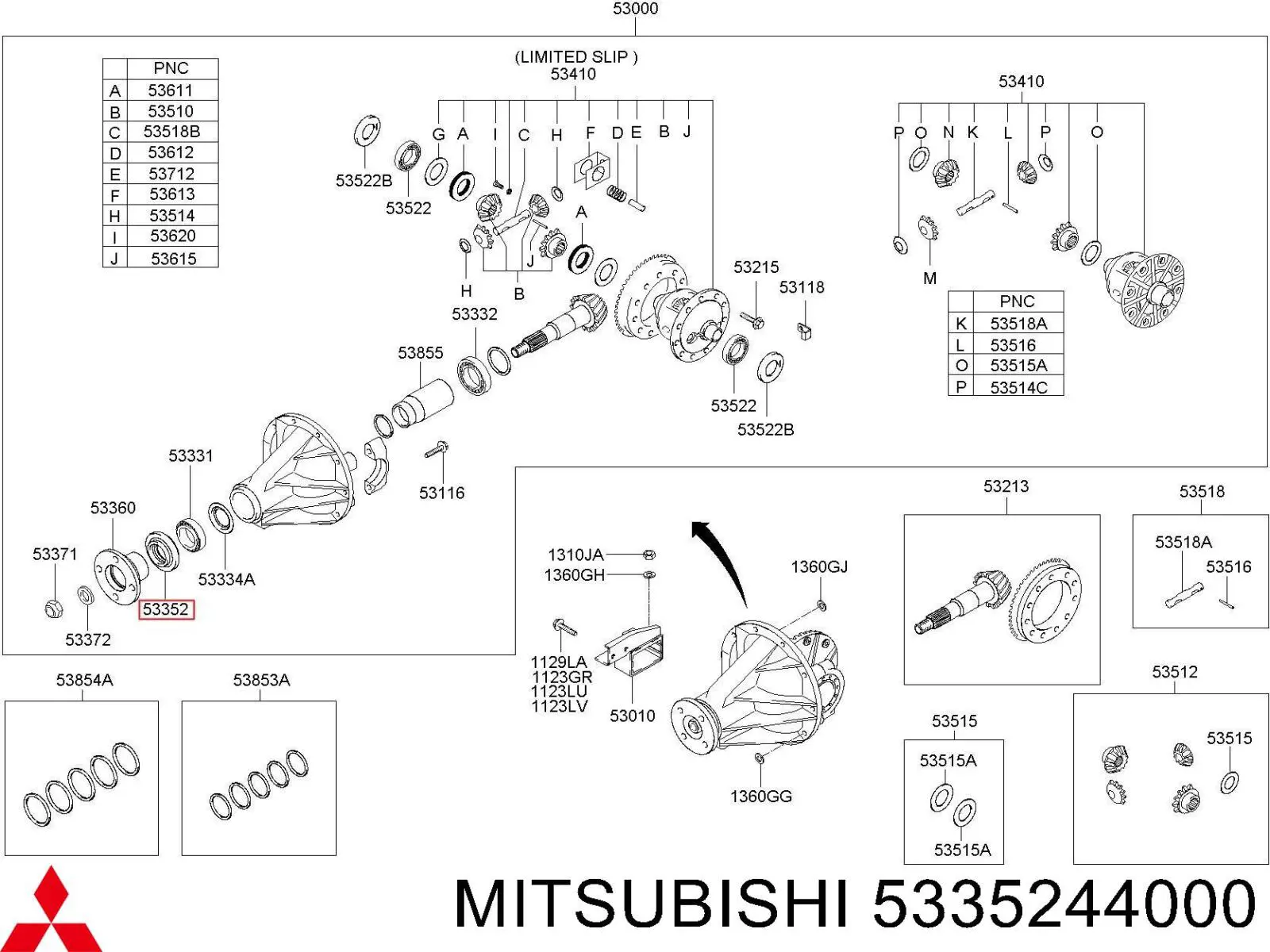 Retén del piñón del diferencial trasero 5335244000 Mitsubishi