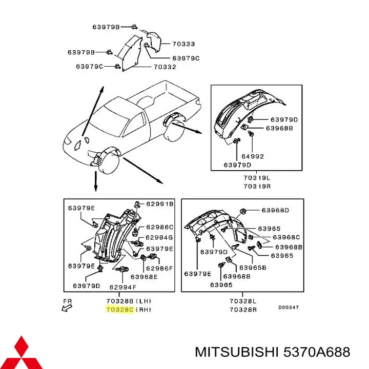 Guardalodos interior delantero derecho Mitsubishi 5370B422T precio, desde 19,16 EUR