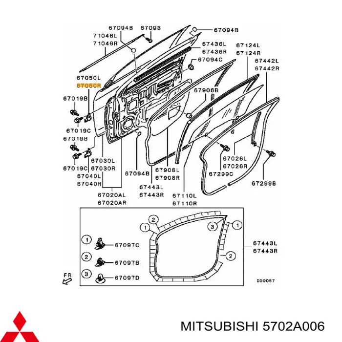 5702A006 Mitsubishi bisagra de puerta delantera izquierda