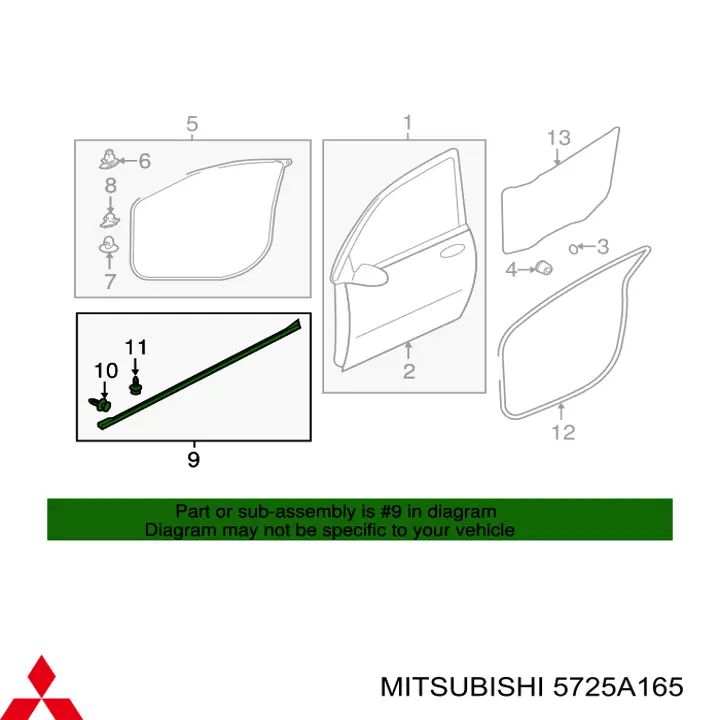 Lameluna de puerta delantera izquierda interior para Mitsubishi Outlander (GF, GG)