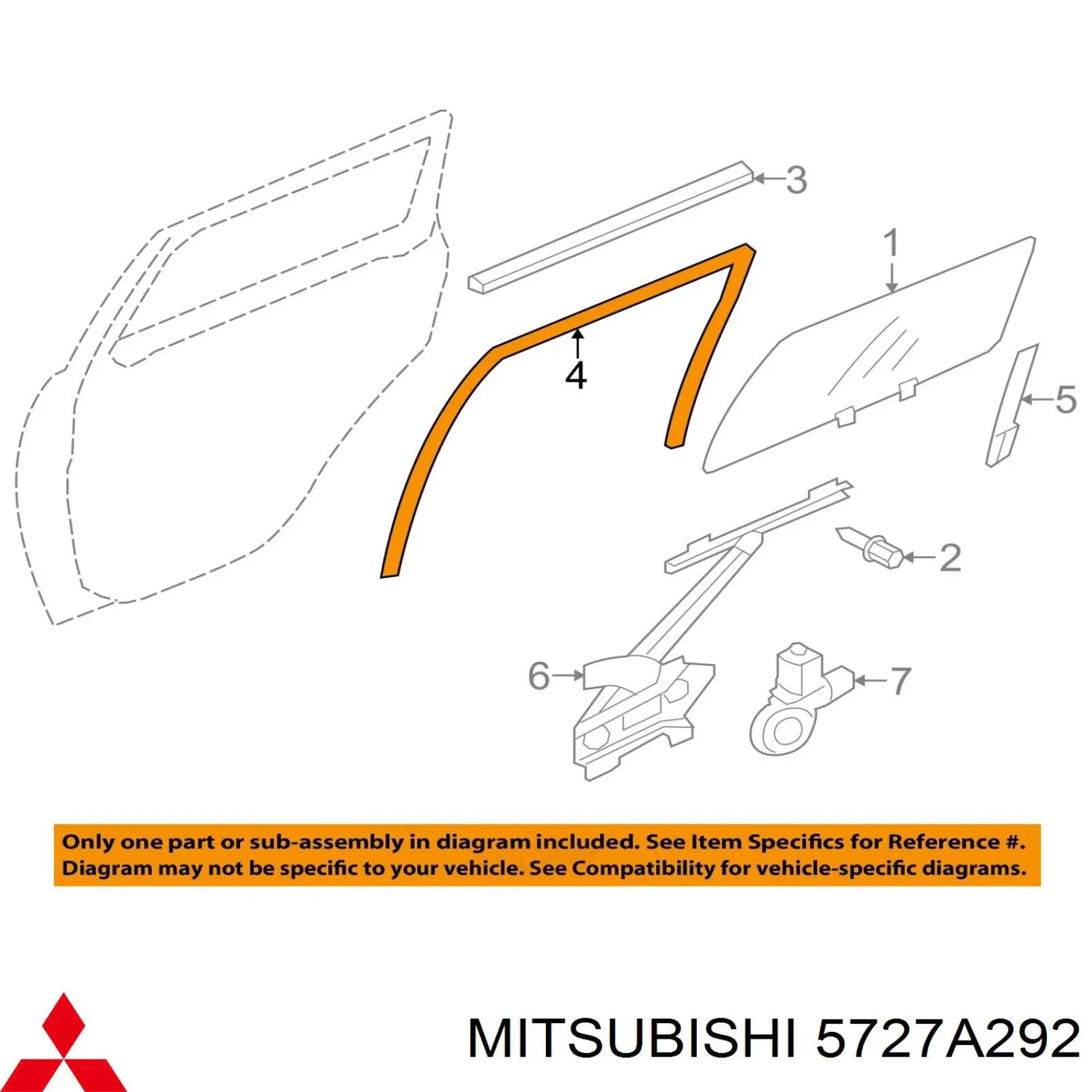 Moldura Para Bajar El Vidrio De La Puerta Delantera Derecha para Mitsubishi Outlander (GF, GG)