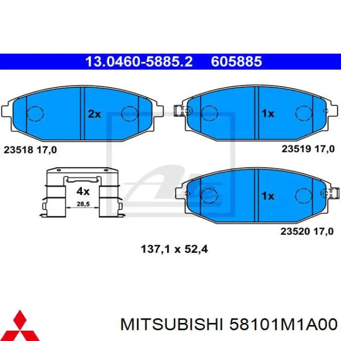 58101M1A00 Mitsubishi pastillas de freno delanteras