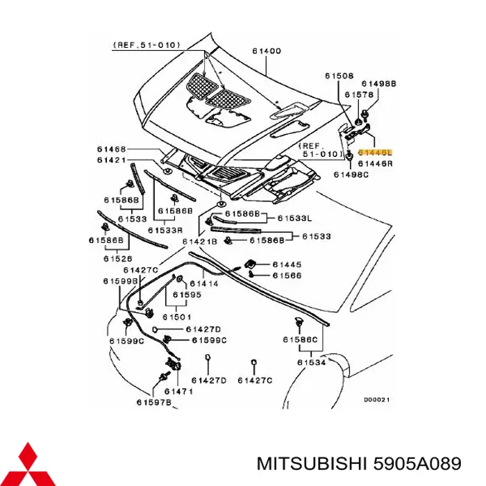 Bisagra izquierda del capó Mitsubishi 5905A089 precio, desde 16,72 EUR