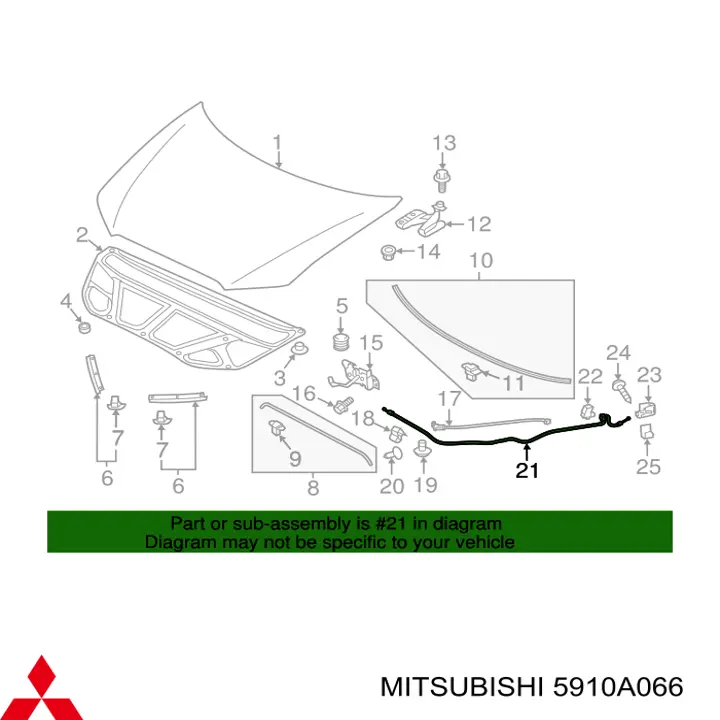 Cable de capó para Mitsubishi ASX (GA)