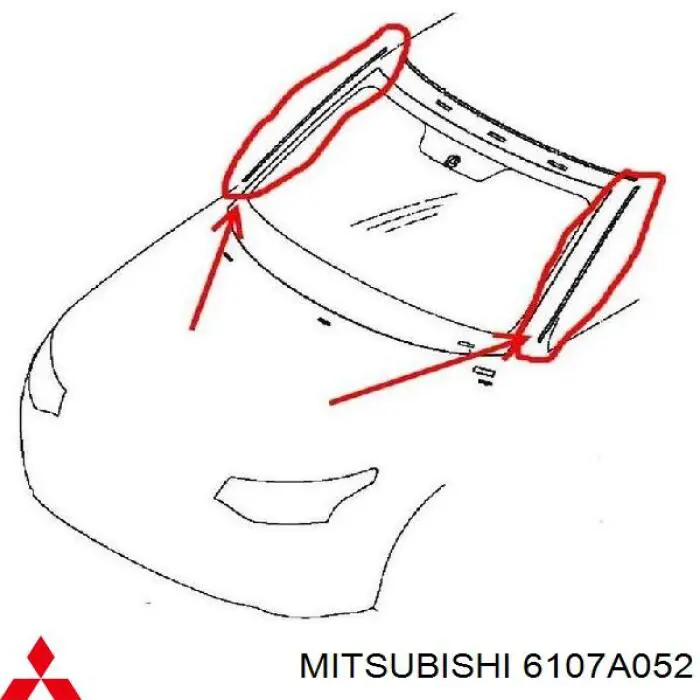6107A052 Mitsubishi moldura de parabrisas izquierda/derecha