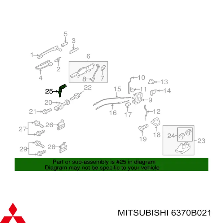 Cilindro de cerradura de puerta delantera izquierda Mitsubishi 6370A813 precio, desde 55,72 EUR