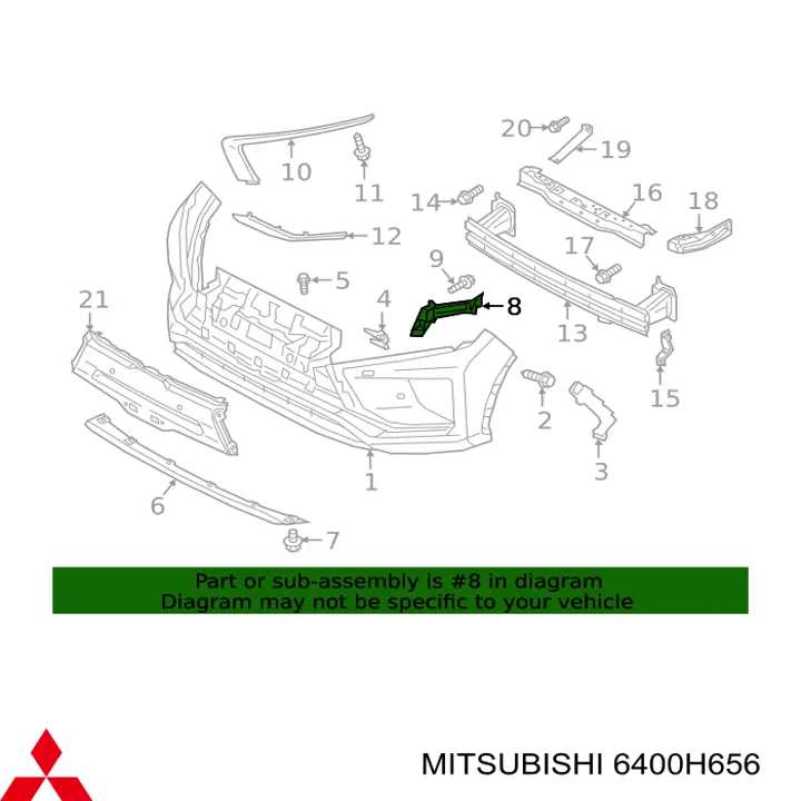 6400H656 Mitsubishi soporte deparachoques delantero derecho