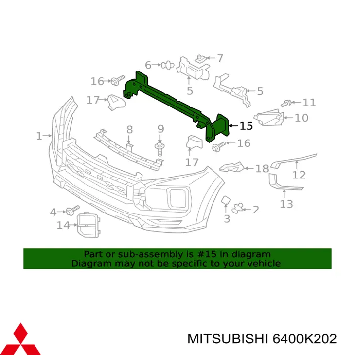 Refuerzo paragolpes delantero Mitsubishi Outlander SPORT (GA)