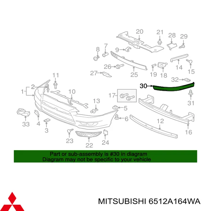 6512A164WA Mitsubishi alerón parachoques delantero derecho