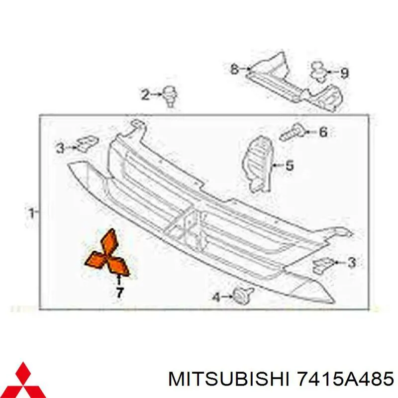 7415A485 Mitsubishi logotipo del radiador i