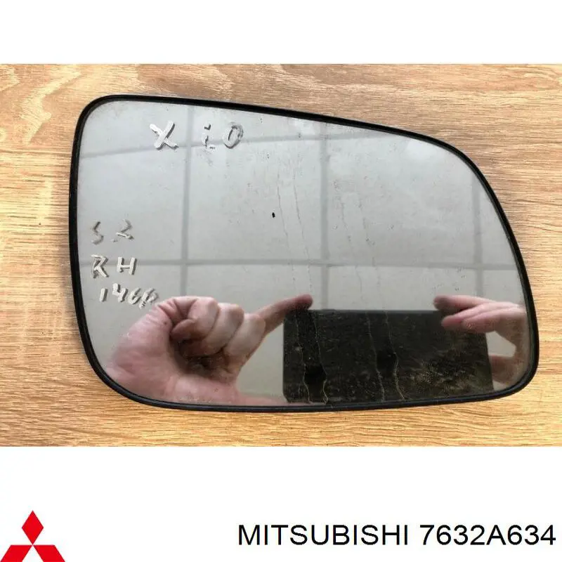 7632A634 Mitsubishi cristal de espejo retrovisor exterior derecho