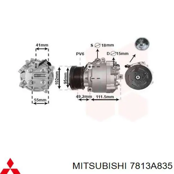 7813A835 Mitsubishi compresor de aire acondicionado