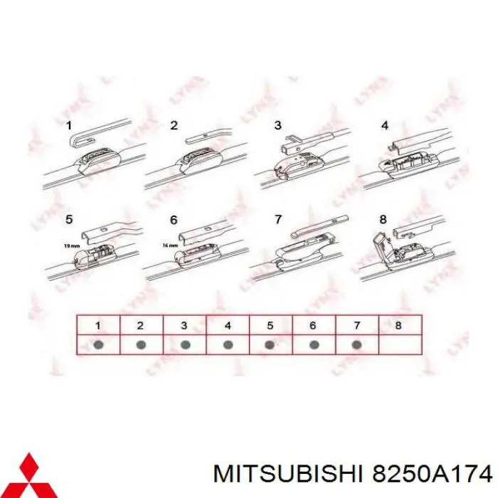 8250A174 Mitsubishi limpiaparabrisas de luna delantera copiloto