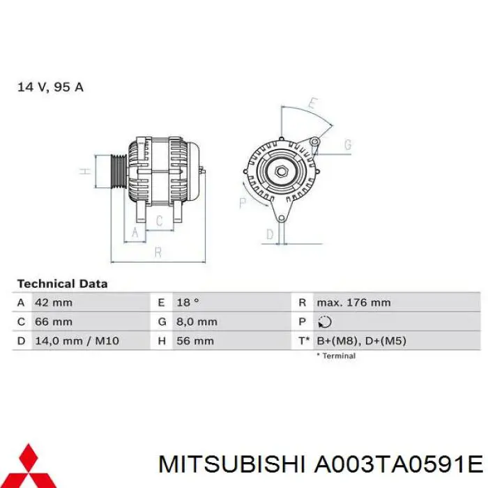 A003TA0591E Mitsubishi alternador