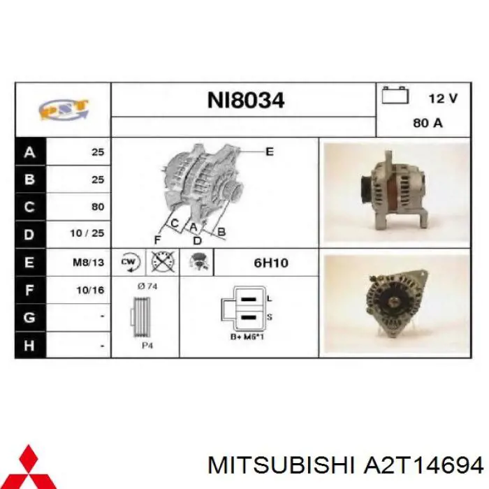 A2T14694 Mitsubishi alternador