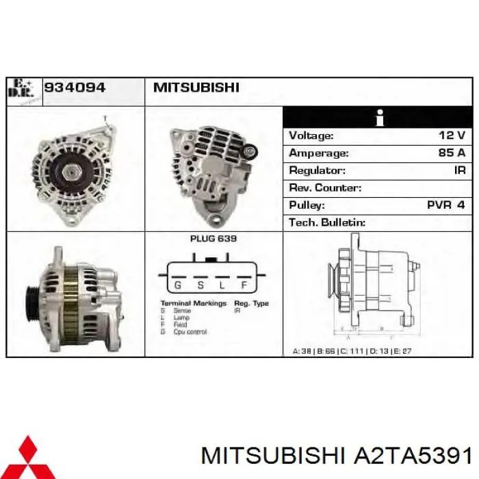 Generador Mitsubishi A2TA5391