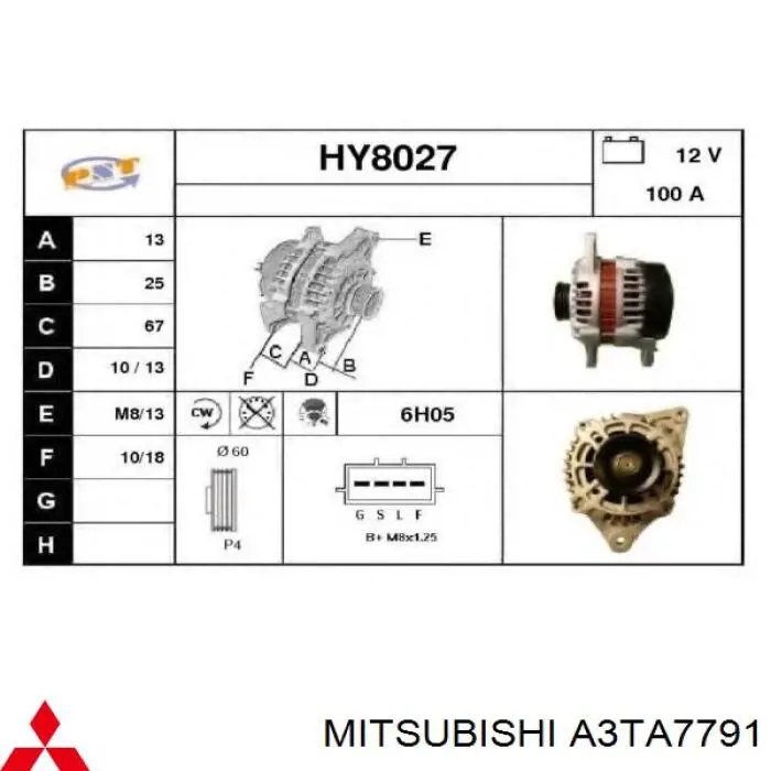 A3TA7791 Mitsubishi alternador
