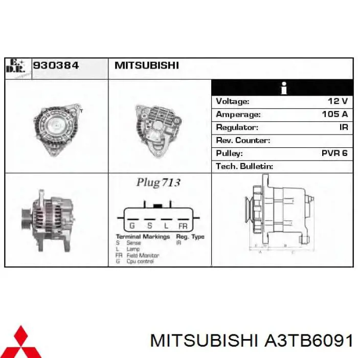 A3TB6091 Mitsubishi alternador