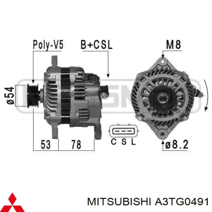 Alternador A3TG0491 Mitsubishi