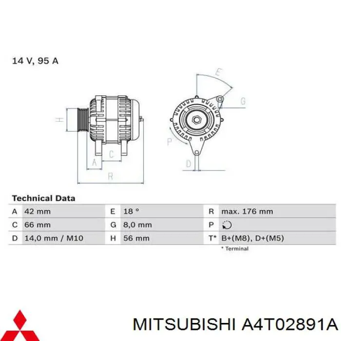 A4T02891A Mitsubishi alternador