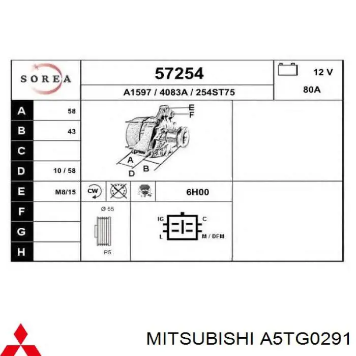 Comprar A5TG0291 Mitsubishi Dynamo