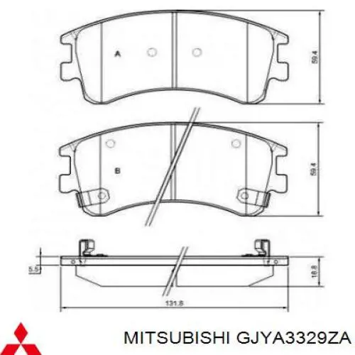 GJYA3329ZA Mitsubishi pastillas de freno delanteras