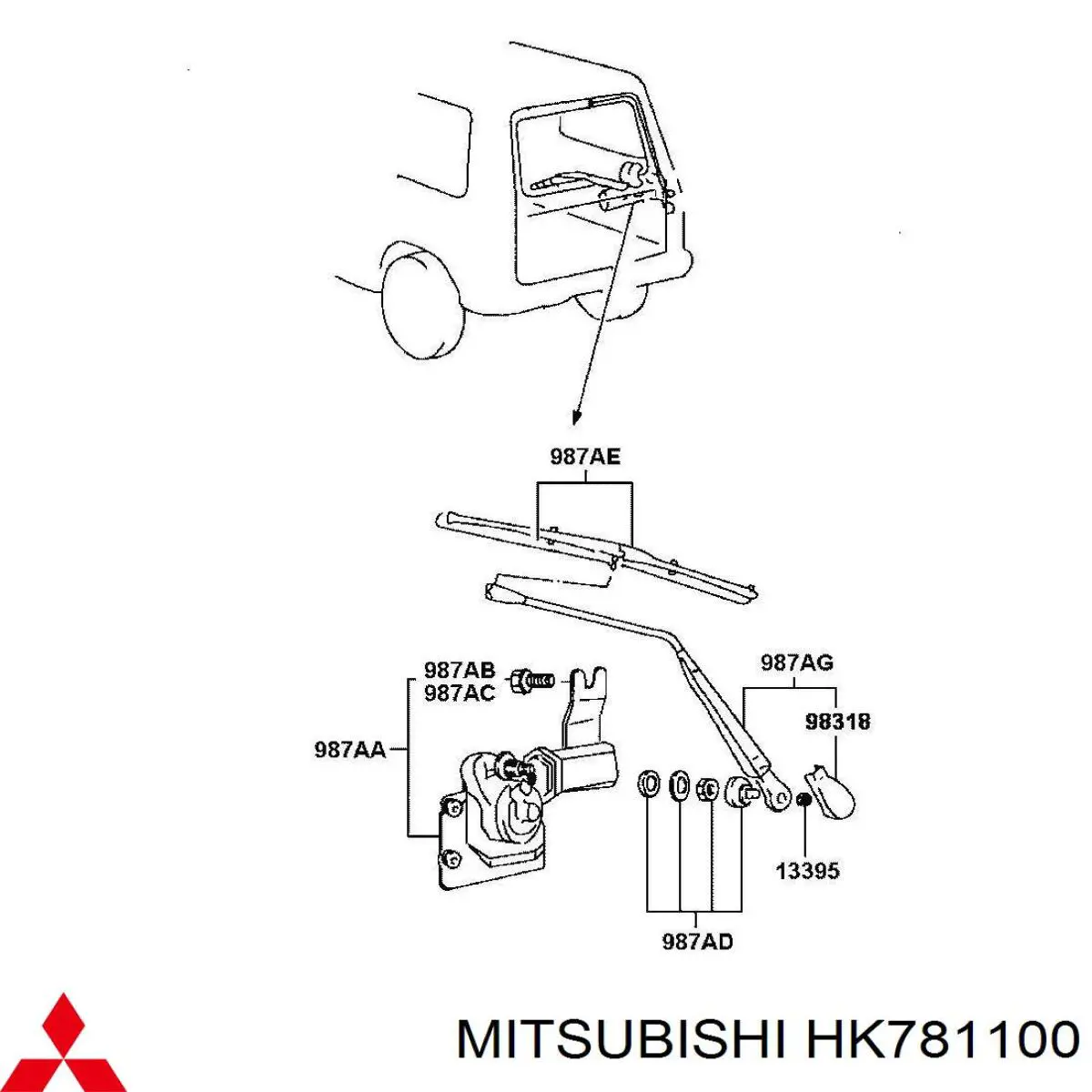 HK781100 Mitsubishi motor del limpiaparabrisas del parabrisas