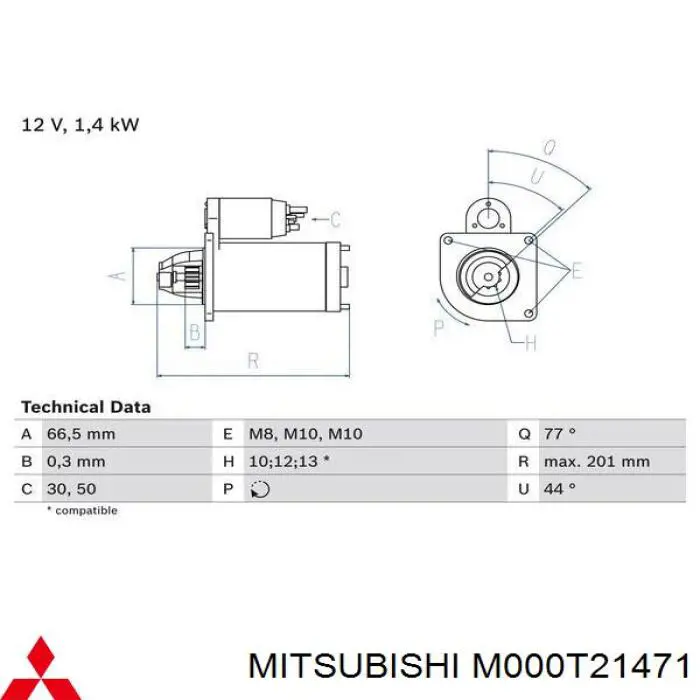 M000T21471 Mitsubishi motor de arranque