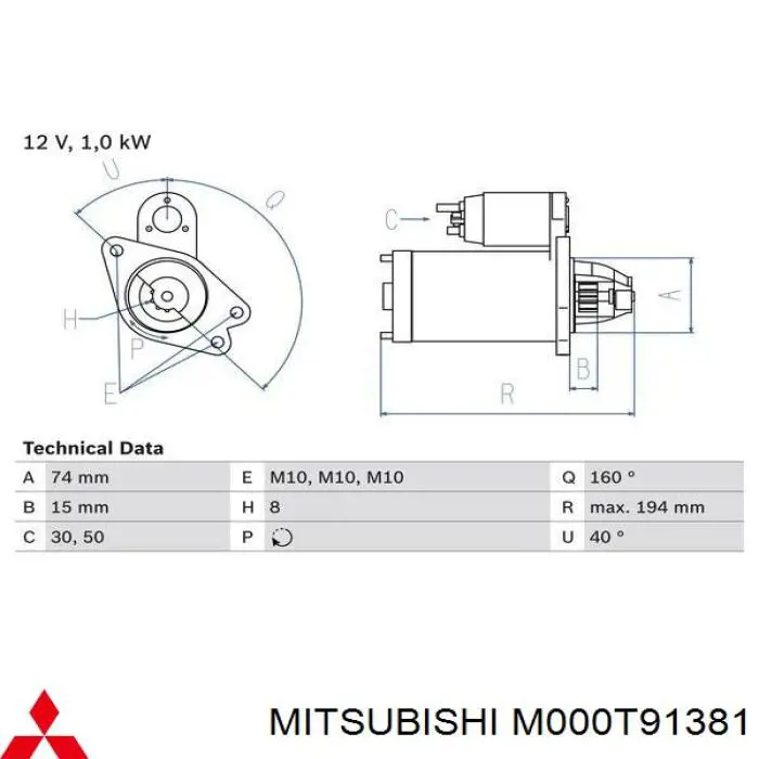 M000T91381 Mitsubishi Arranque motores
