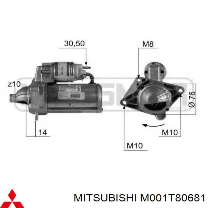 Burro de arranque  Mitsubishi M001T80681 precio, desde 63,52 EUR