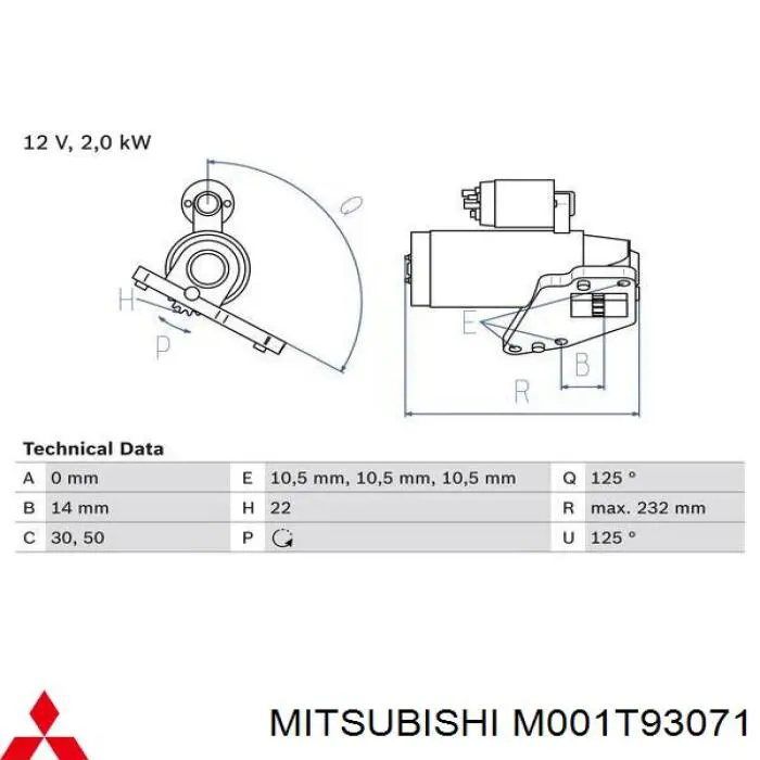 M001T93071 Mitsubishi motor de arranque