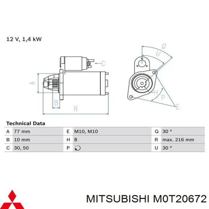 Comprar M0T20672 Mitsubishi Motores de arranque