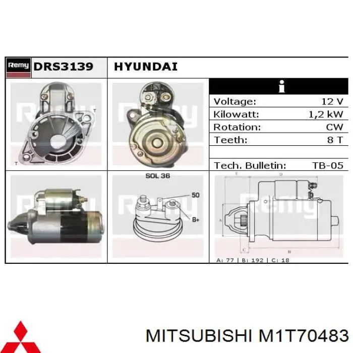 Comprar M1T70483 Mitsubishi Motores de arranque