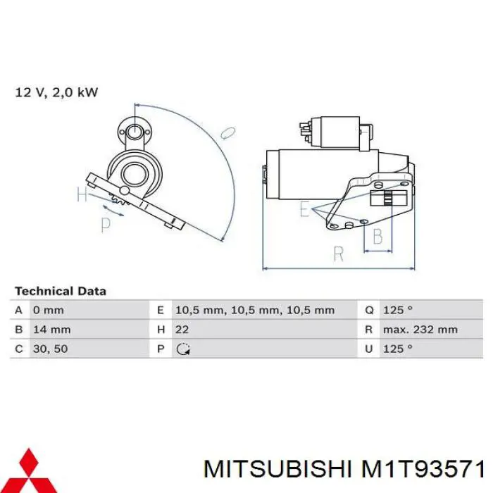 M1T93571 Mitsubishi motor de arranque