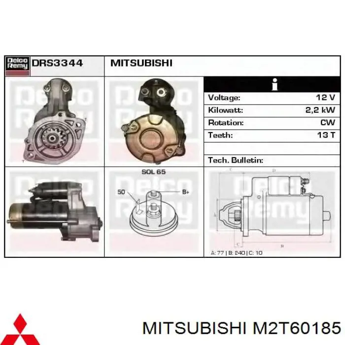 M2T60185 Mitsubishi motor de arranque
