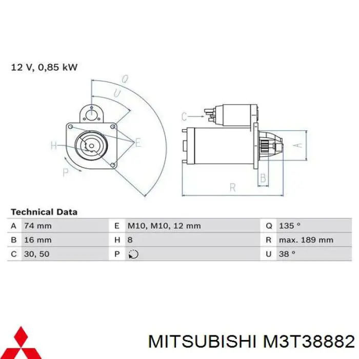 M3T38882 Mitsubishi Arranque motores