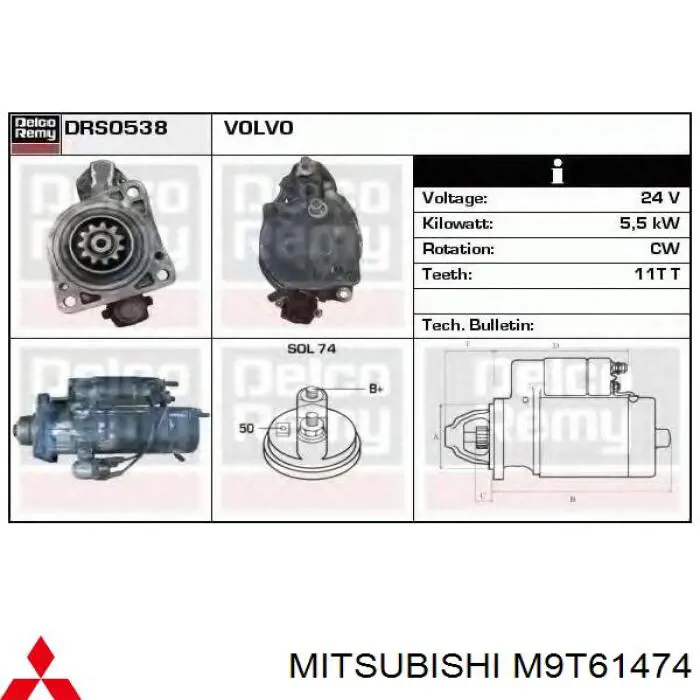 M9T61474 Mitsubishi motor de arranque