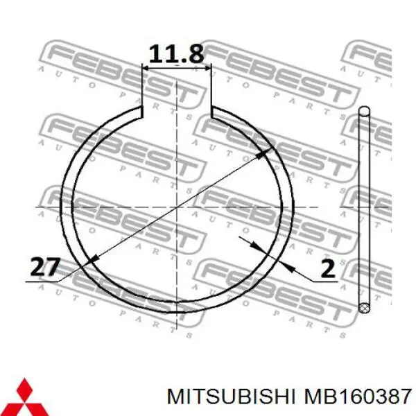 Anillo de bloqueo de junta homocinética MITSUBISHI MB160387