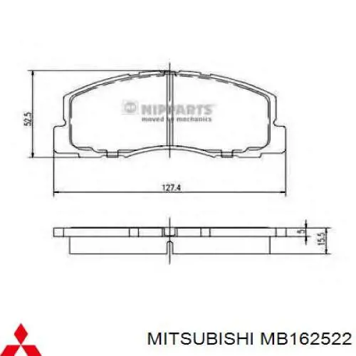 MB162522 Mitsubishi pastillas de freno delanteras