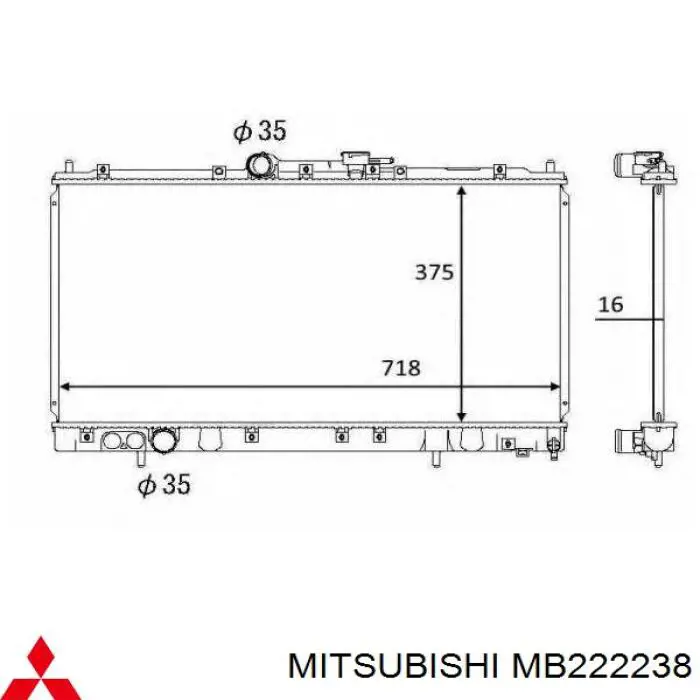 Água radiador Mitsubishi MB222238 precio, desde 112,59 EUR