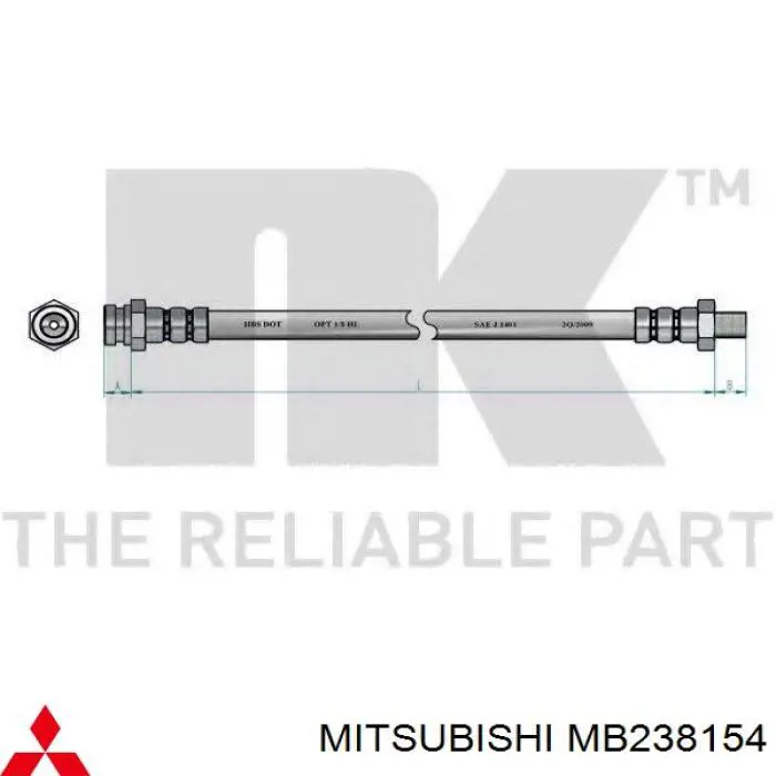 MB238154 Mitsubishi latiguillo de freno delantero