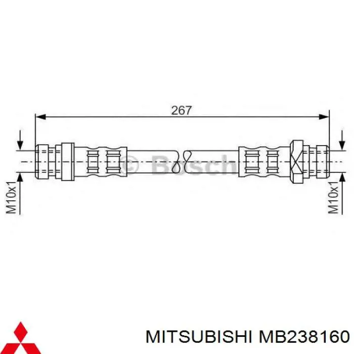 MB238160 Mitsubishi latiguillo de freno trasero